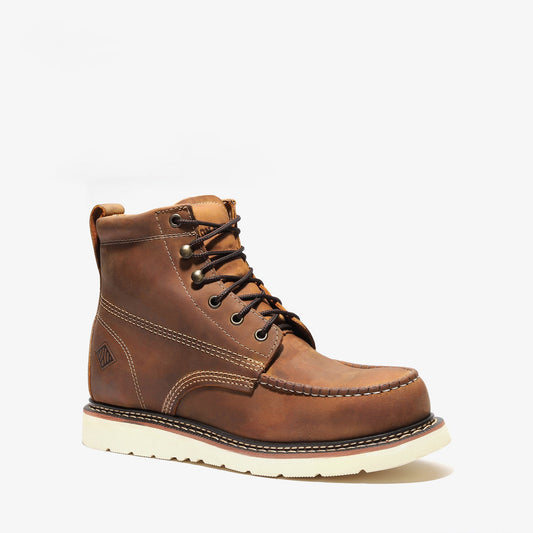 FRONTIER CLASSIC 6" MOC TOE (STEEL TOE) CRAZY BROWN Bonanza Boots Classic Wedge  The Snag Bin