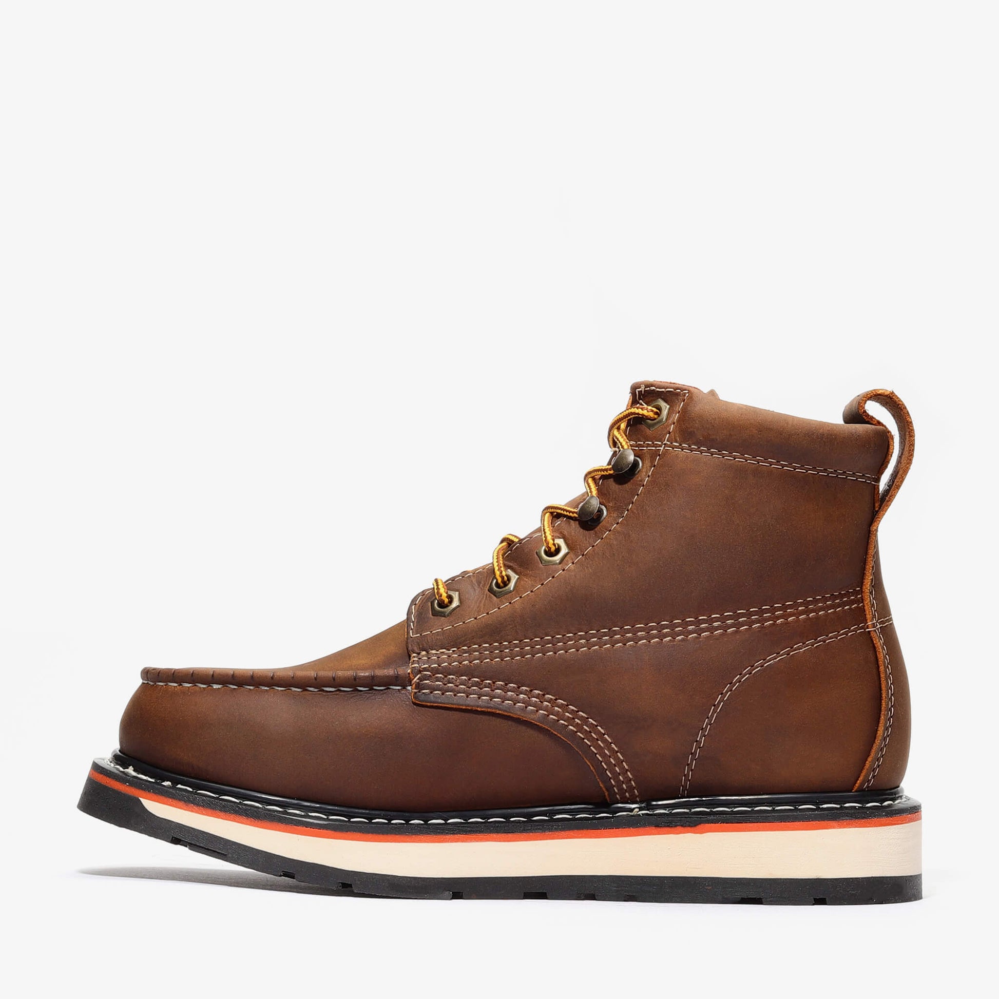 FRONTIER DUAL 6" MOC TOE CRAZY BROWN Bonanza Boots Industrial Wedge  The Snag Bin