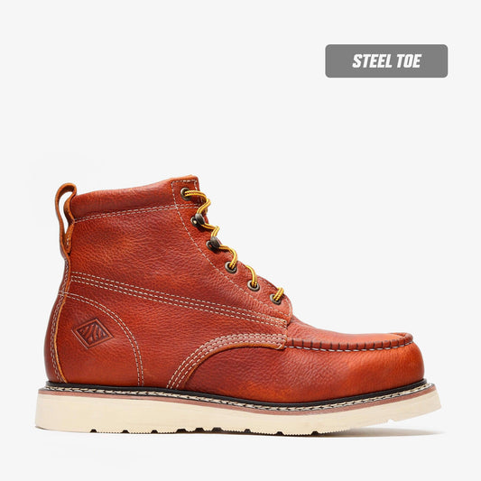 FRONTIER CLASSIC 6" MOC TOE (STEEL TOE) GOLDEN BROWN Bonanza Boots Classic Wedge  The Snag Bin