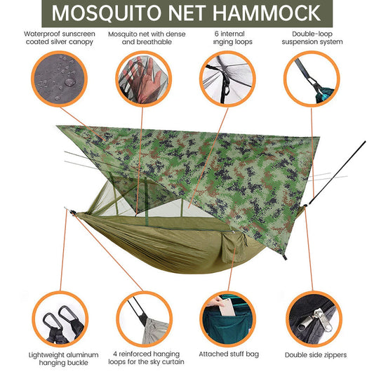 260x140cm Outdoor Double Camping Hammock with Mosquito Net and Rain Fly Tarp Lightweight Parachute Hammocks for Travel Hiking V.I.P Digital Presence   The Snag Bin