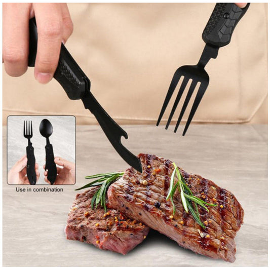 Multifunctional camping tableware stainless steel knife fork spoon, outdoor portable survival eating tools V.I.P Digital Presence   The Snag Bin