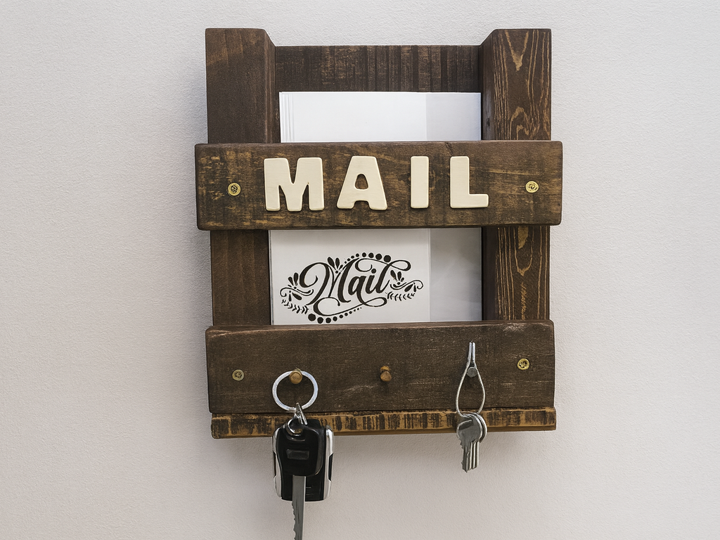 Hanging Rustic Mail & Key Holder