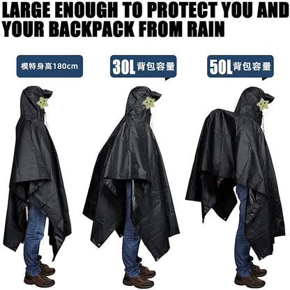 3 In 1 Outdoor Military Raincoat Hooded Sleeve Waterproof Rain Poncho Motorcycle Rain Cover Camping Hiking Travel Rainwear Tent V.I.P Digital Presence   The Snag Bin