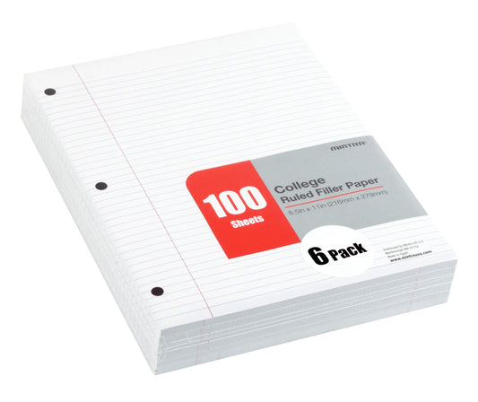 Filler Paper 600 Sheets (6Pks of 100) - College Ruled (8.5In X 11In) - 3 Hole Punched for Ring Binders – Free Shipping Filler-Paper-White-600-Sheets-6pks-of-100-College-Ruled-8-5in-x-11in-3-Hole-Punched-for-Ring-Binders_16ea2e9f-ca7e-4735-af96-d64b3904393c.87dcaf70615306f5ea83d74d720622f6