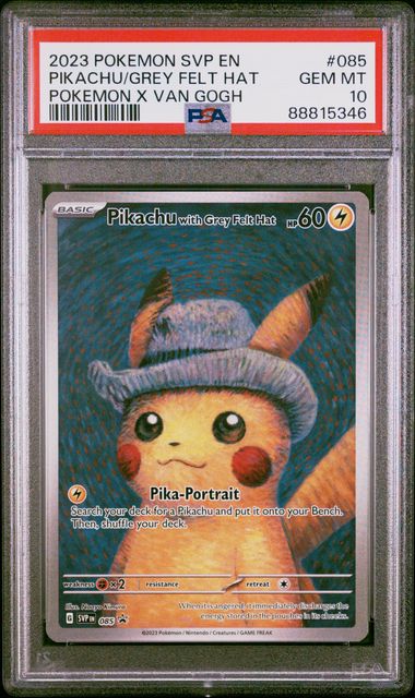 2023 POKEMON SVP EN-SV BLACK STAR PROMO #085 PIKACHU/GREY FELT HAT POKEMON X VAN GOGH