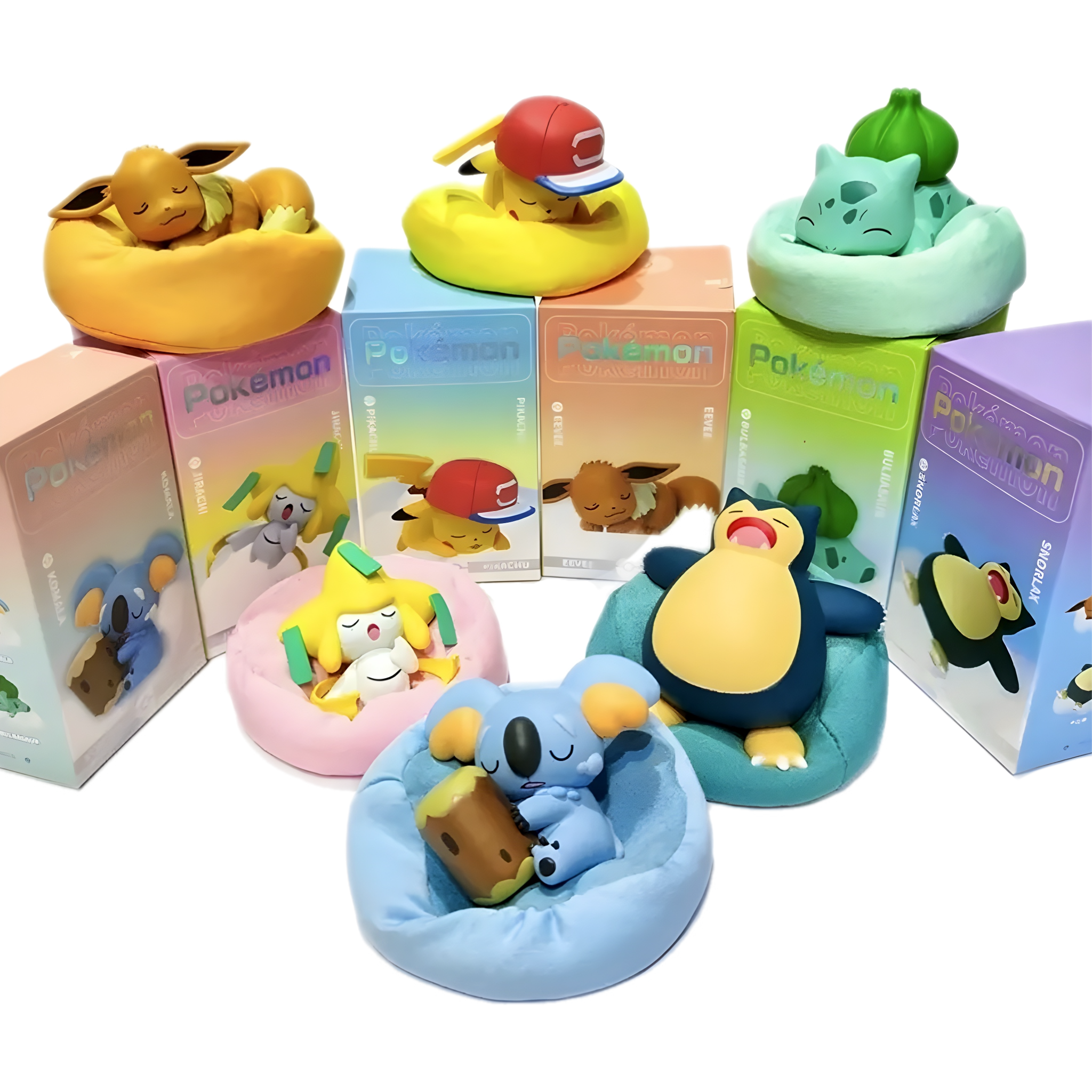 Pokemon TCG: Sleeping Snorlax, Eevee, Pikachu, Komala, Bulbasaur, and Jirachi