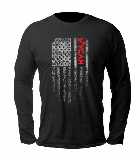 Vycah Vintage Flag Long Sleeve - Black Vycah Tee Shirt  The Snag Bin