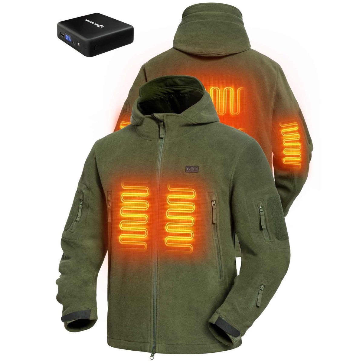 ANTARCTICA GEAR Fleece Heating Jacket, Fit Zip Hood Winter Jacket For Men - The Snag Bin