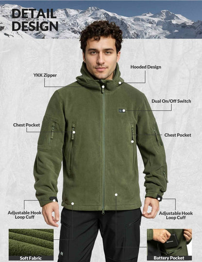 ANTARCTICA GEAR Fleece Heating Jacket, Fit Zip Hood Winter Jacket For Men - The Snag Bin