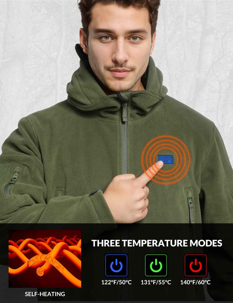 ANTARCTICA GEAR Fleece Heating Jacket, Fit Zip Hood Winter Jacket For Men - The Snag Bin