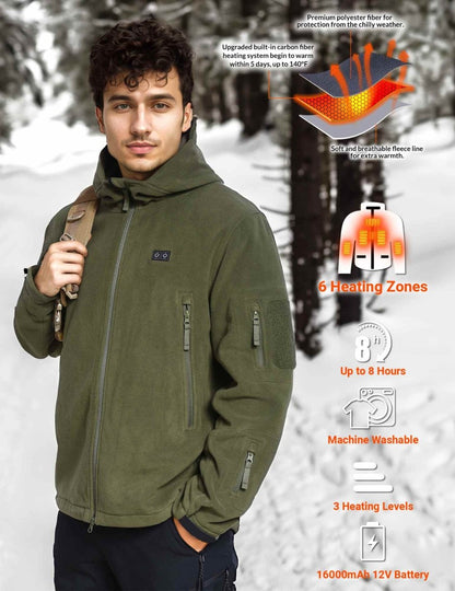 ANTARCTICA GEAR Fleece Heating Jacket, Fit Zip Hood Winter Jacket For Men - The Snag Bin