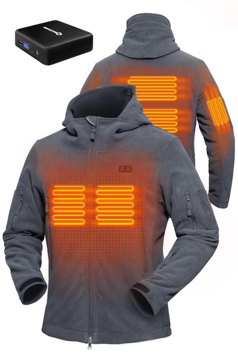 ANTARCTICA GEAR Fleece Heating Jacket, Fit Zip Hood Winter Jacket For Men - The Snag Bin