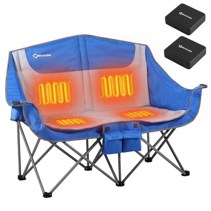 ANTARCTICA GEAR Heated Double Camping Chair, 2 - Person Folding Chair Heated Portable Loveseat Chair - The Snag Bin