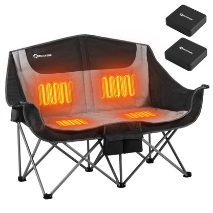 ANTARCTICA GEAR Heated Double Camping Chair, 2 - Person Folding Chair Heated Portable Loveseat Chair - The Snag Bin