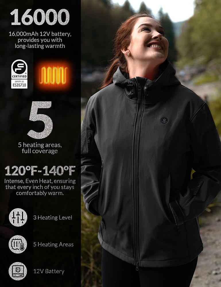 ANTARCTICA GEAR Heated Jacket for Men and Women, Winter Coat Soft Shell Heating Hood Jacket - The Snag Bin