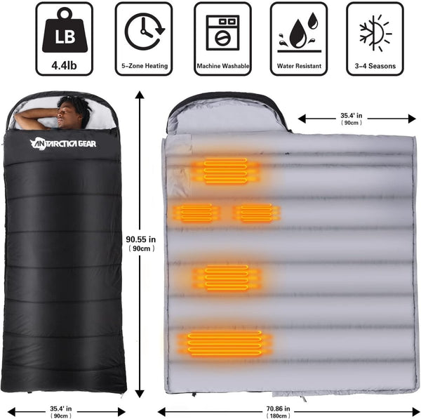 ANTARCTICA GEAR Heated Sleeping Bag Cold Weather Sleeping Bag for Hiking & Camping - The Snag Bin
