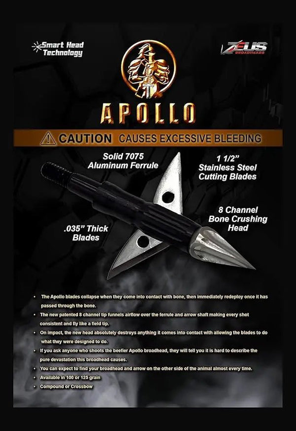APOLLO 100 GRAIN BROADHEADS (3 PACK)(FORMERLY HERA) - The Snag Bin