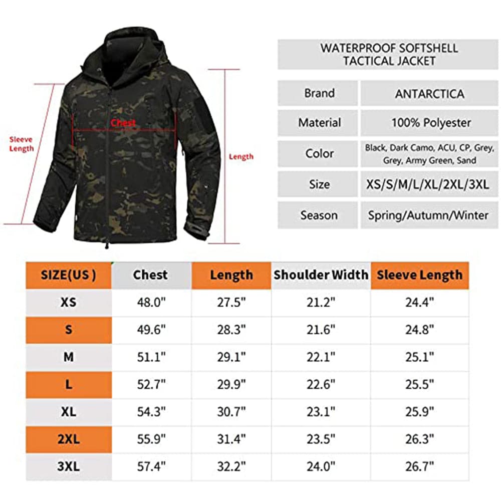 Army Outdoor Tactical Waterproof Softshell Fleece Jacket - The Snag Bin