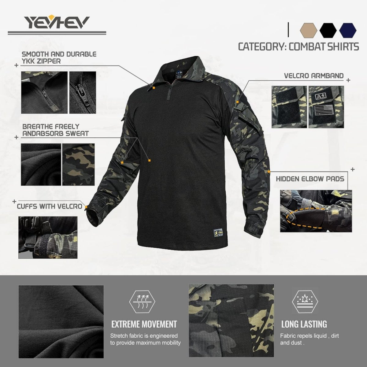Army Tactical Desert Combat Shirt With Elbow Pad - G3 - The Snag Bin