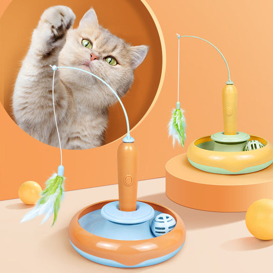 2 In 1 Pet Cat Toy With Feather For Self-play Cat Turntable Pets Supplies Cat Toy Toys Cats Items Products bdbfa0ad-f717-4fbf-a1fc-e3ff50811f7a