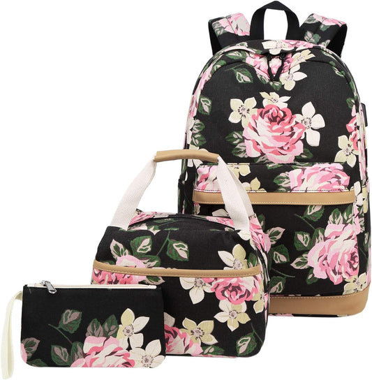 Canvas School Bag Teens Backpack for School - Floral-Black – Free Shipping bdc64e3b728a21b318d6da78e9475a6b
