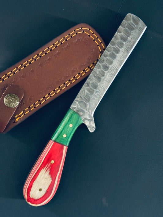 Bull Cutter Handmade Damascus Steel Knife with Pakkawood Handle - The Snag Bin