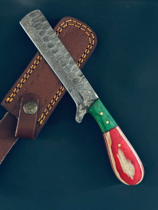 Bull Cutter Handmade Damascus Steel Knife with Pakkawood Handle - The Snag Bin