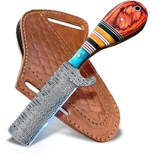 Bull Cutter Knives – Handmade Damascus Steel with Pakkawood and Camel Bone Handle - The Snag Bin