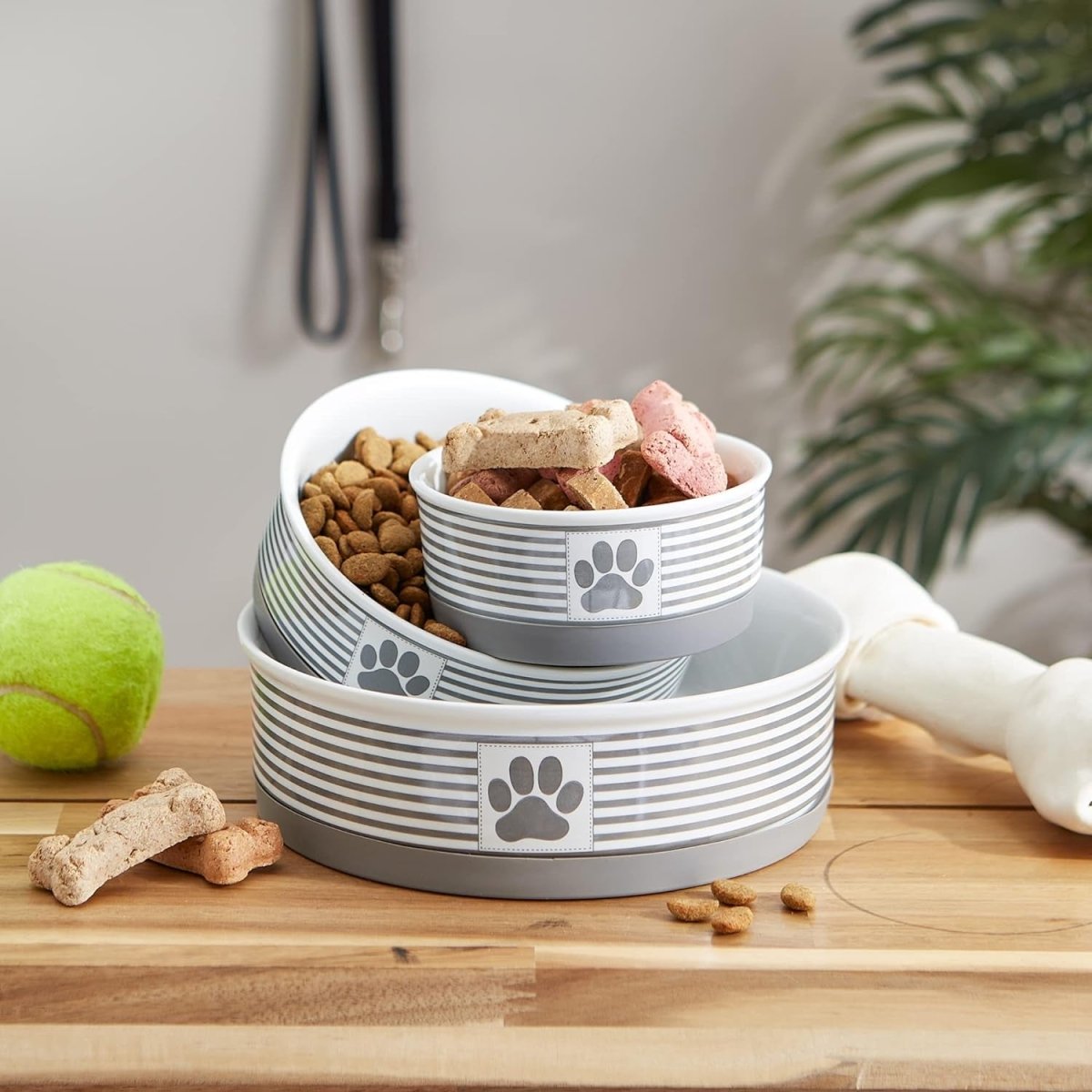 Ceramic Pet Bowls, 6X2", Gray, 2 Piece - The Snag Bin