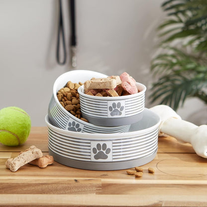Ceramic Pet Bowls, 6X2", Gray, 2 Piece - The Snag Bin