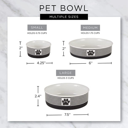 Ceramic Pet Bowls, 6X2", Gray, 2 Piece - The Snag Bin