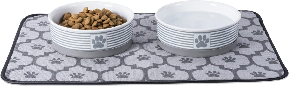 Ceramic Pet Bowls, 6X2", Gray, 2 Piece - The Snag Bin