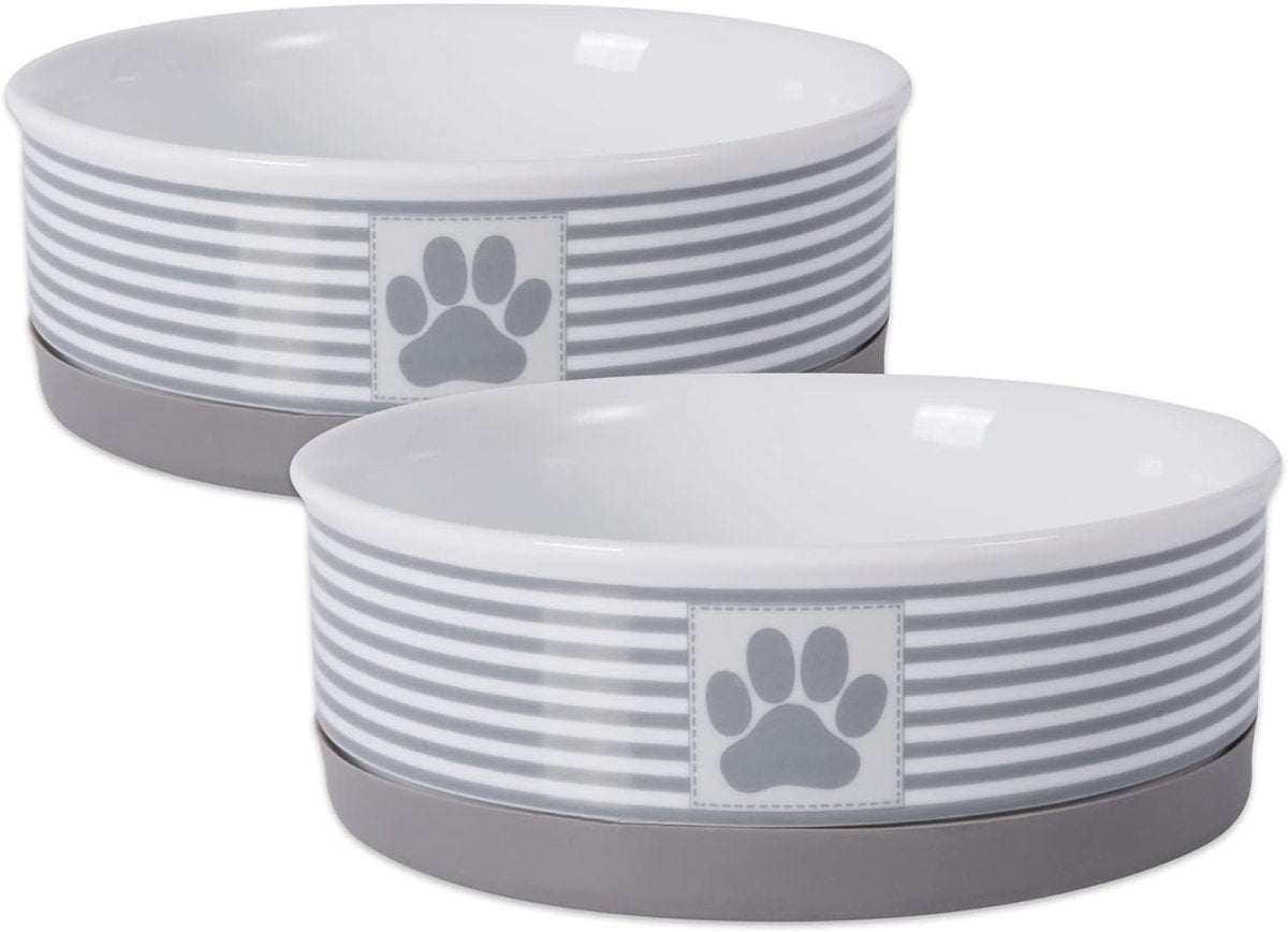 Ceramic Pet Bowls, 6X2", Gray, 2 Piece - The Snag Bin