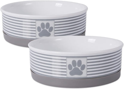 Ceramic Pet Bowls, 6X2", Gray, 2 Piece - The Snag Bin