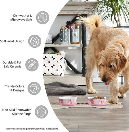 Ceramic Pet Bowls, 6X2", Gray, 2 Piece - The Snag Bin