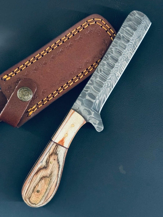 Cowboy Bull Cutter Knives | 5" Damascus Steel Blade with Pakkawood Handle - The Snag Bin
