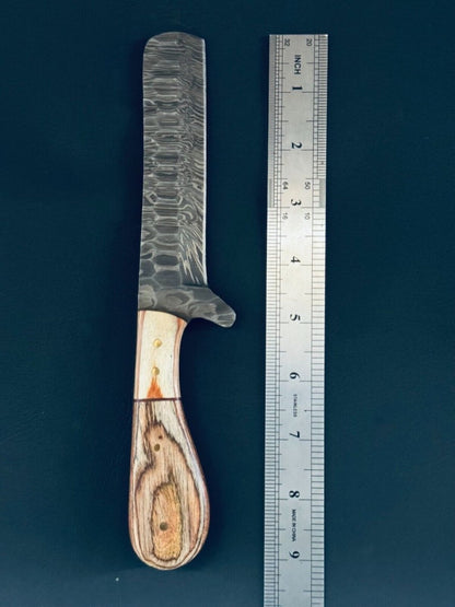 Cowboy Bull Cutter Knives | 5" Damascus Steel Blade with Pakkawood Handle - The Snag Bin