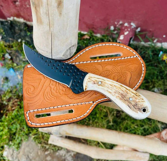 Cowboy Bull Cutter Knives | Handmade J2 Steel Blade with Stag Horn Handle - The Snag Bin