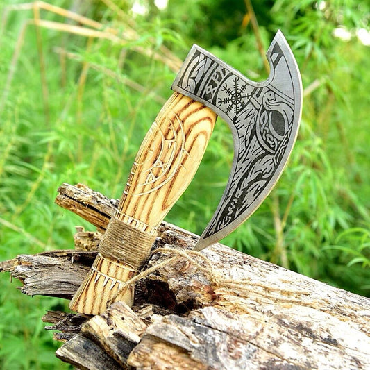 Custom Hand Engraved Ax Pizza Cutter with J2 Steel Blade - The Snag Bin