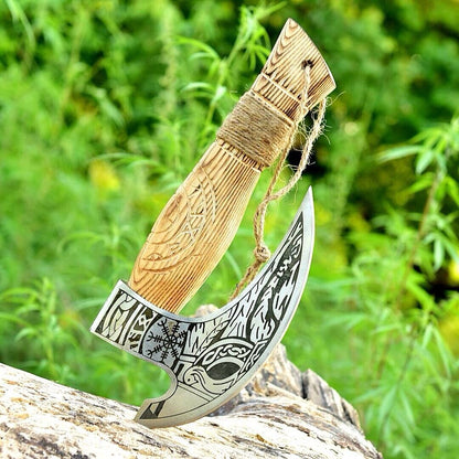 Custom Hand Engraved Ax Pizza Cutter with J2 Steel Blade - The Snag Bin
