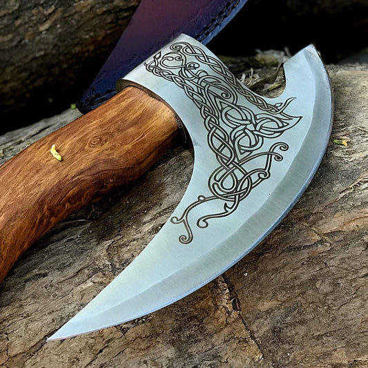 Custom Hand - Engraved Axe Pizza Cutter – 8" J2 Steel Blade - The Snag Bin