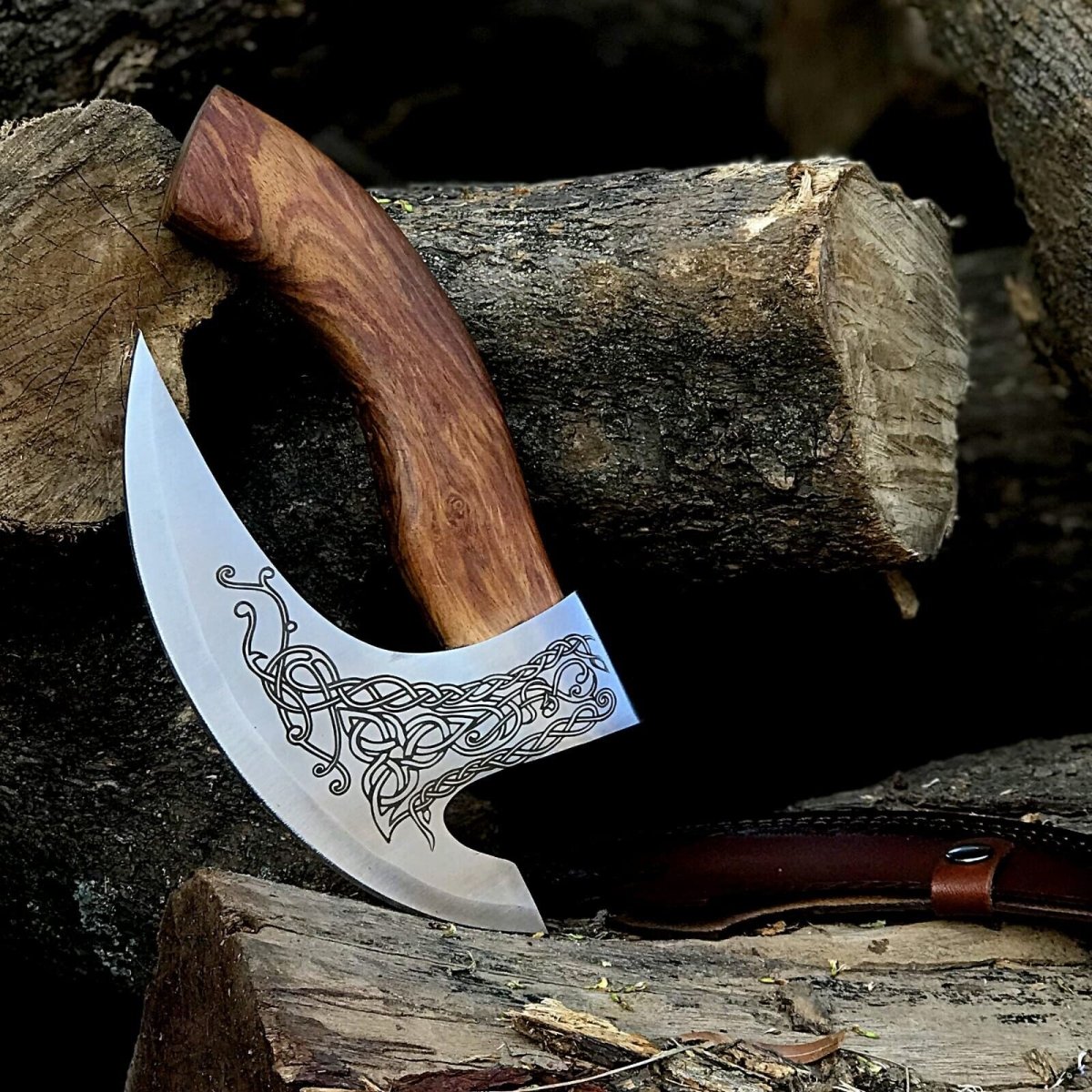 Custom Hand - Engraved Axe Pizza Cutter – 8" J2 Steel Blade - The Snag Bin