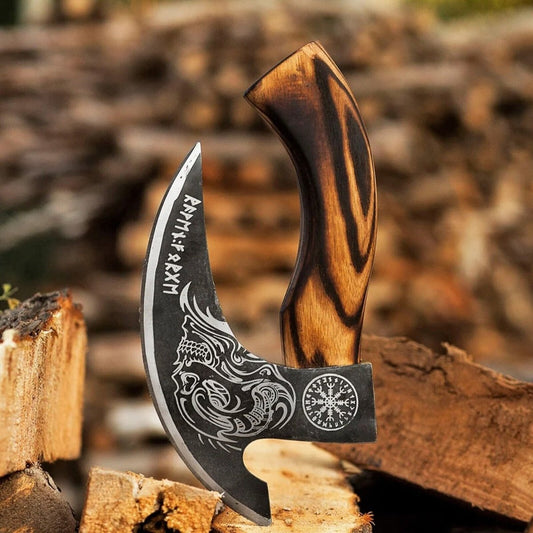 Custom Hand - Engraved Pizza Axe with 8 - Inch J2 Steel Blade and Wooden Handle - The Snag Bin