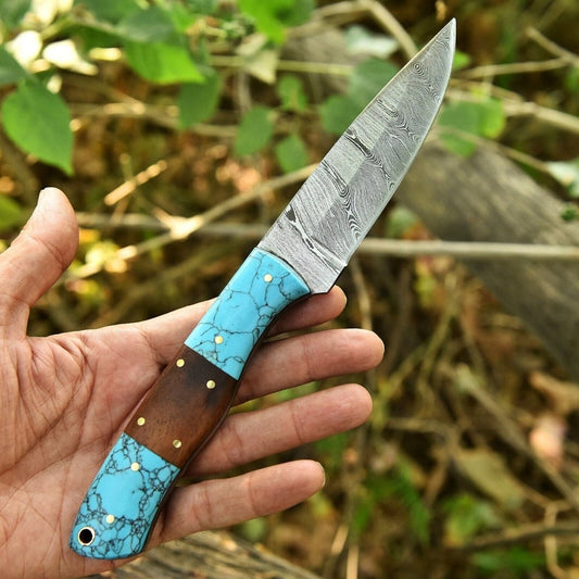 Custom Handmade 5 - Inch Small Hunting Knife – Damascus Steel Blade - The Snag Bin