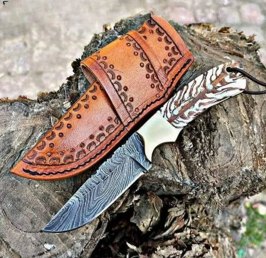 Custom Handmade 8 - Inch Western Knife – Damascus Steel Cowboy Blade - The Snag Bin