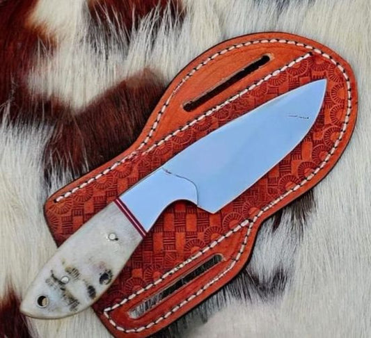 Custom Handmade Bull Cutter Knife with Leather Sheath – J2 Steel Blade - The Snag Bin
