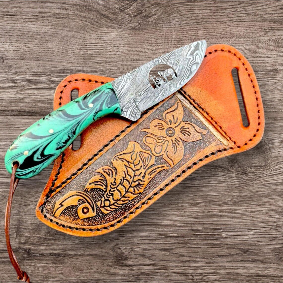 Custom Handmade Bull Cutter Knife with Sheath - The Snag Bin