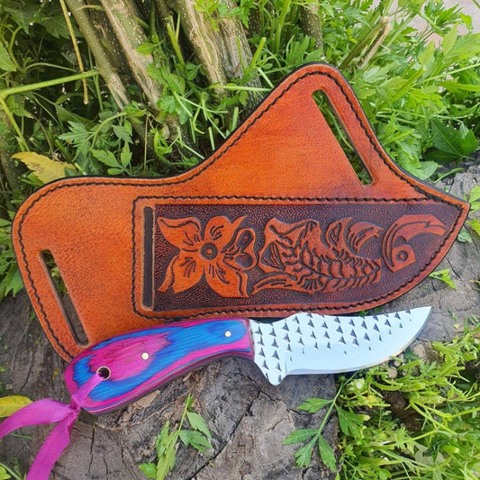 Custom Handmade Cowboy Knives and Sheaths - 8" with Pakkawood Handle - The Snag Bin