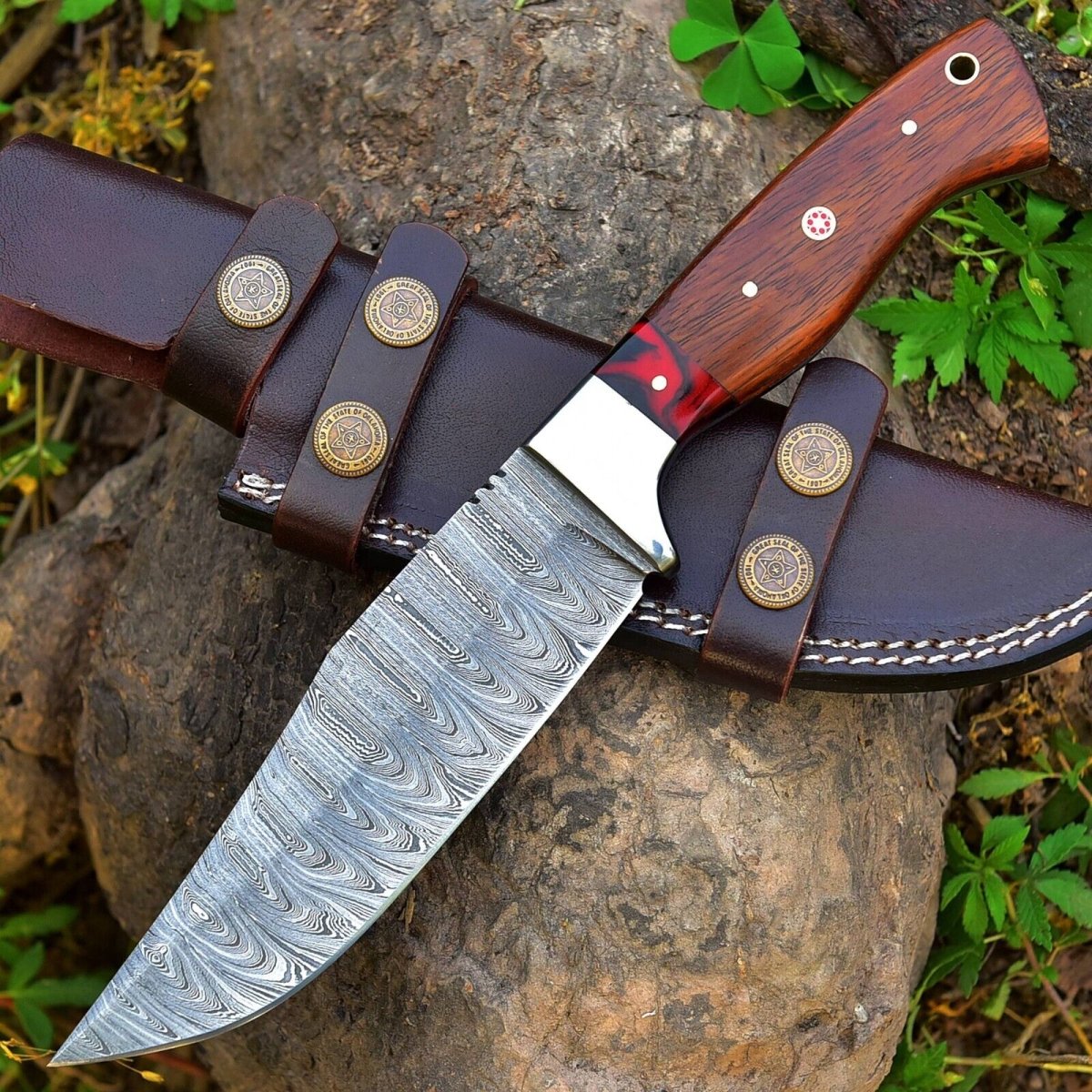 Custom Handmade Damascus Skinning Blade – 4.5" Damascus Steel - The Snag Bin