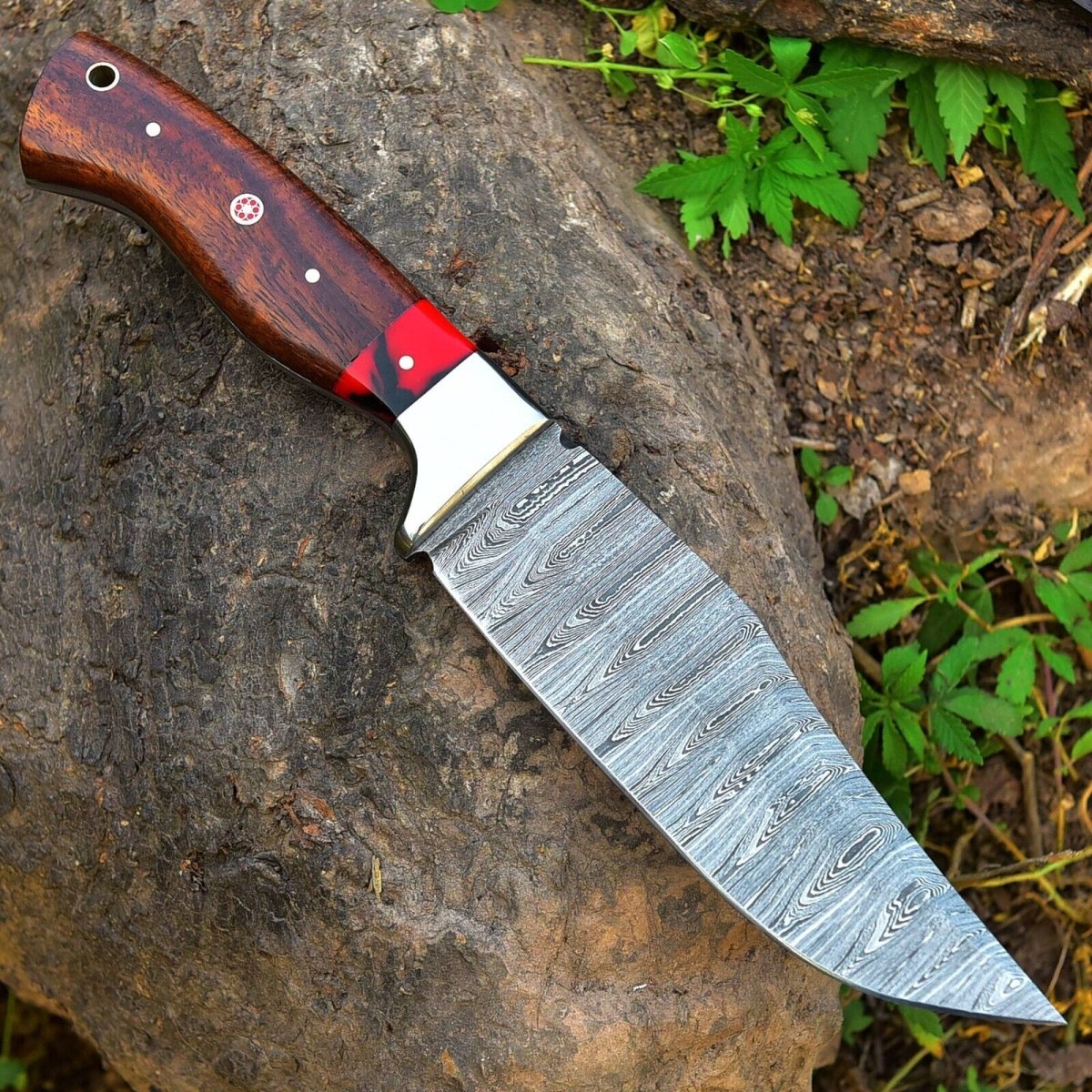 Custom Handmade Damascus Skinning Blade – 4.5" Damascus Steel - The Snag Bin